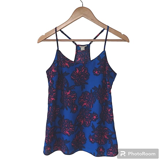 J CREW Factory Blue & Pink Floral Racerback Camisole/Tank Top - Picture 9 of 9